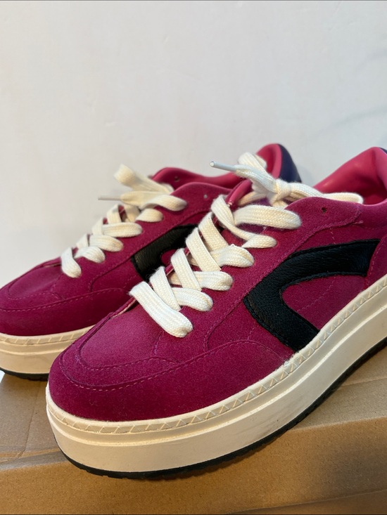 Steve Madden Shoes - Steve Madden Kickflip Pink Suede Platform Sneakers with Black Accent